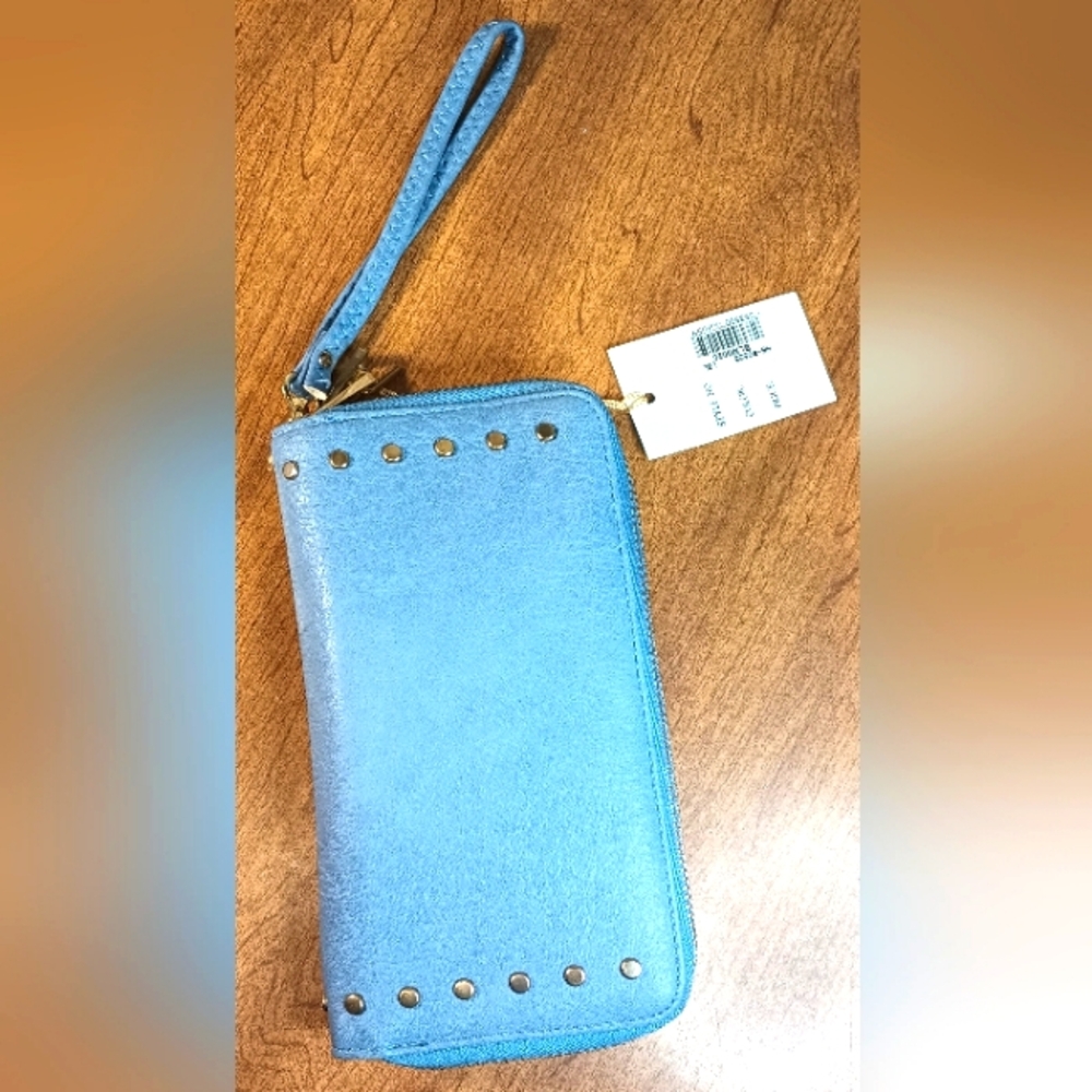 Blue Wristlet Wallet for Women - Lightweight Zip Wrist Wallet